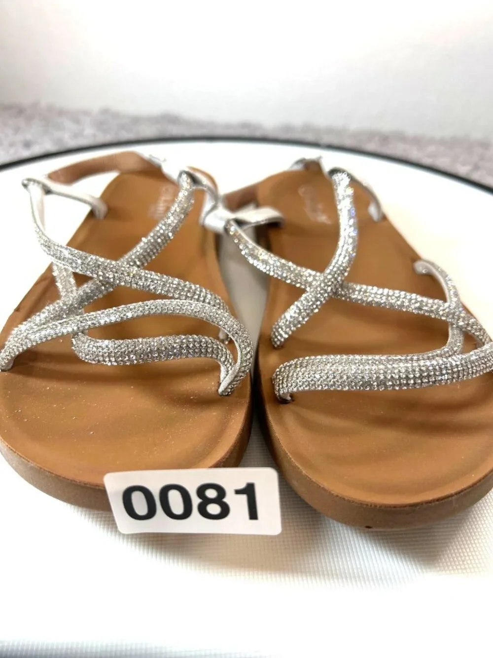Link Comfort Girls Sandals Silver Sparkle Size 3